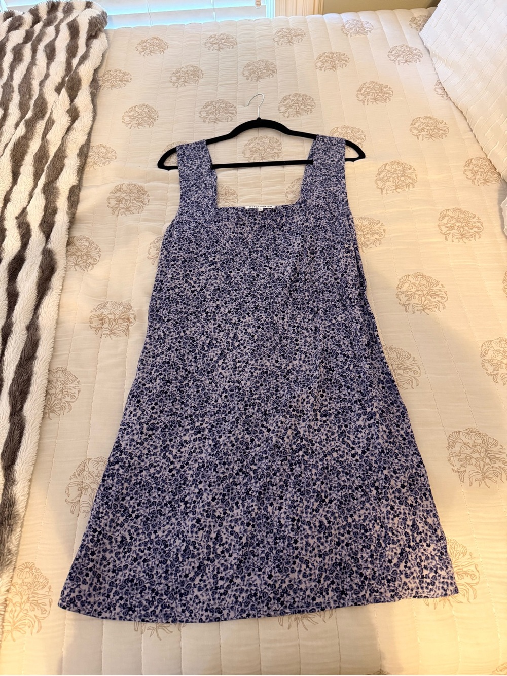 Reformation Lavender Floral Square-Neck Mini Dress
